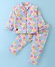 Enfance Core Full Sleeves Orange Printed Night Suit - Pink