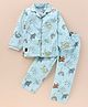 Enfance Core Full Sleeves Helicopter Printed Coordinating Night Suit Set - Sea Green
