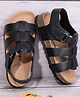 Briskers Synthetic Self Design Velcro Sandals - Black