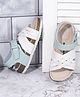 Briskers Synthetic Self Design Velcro Sandals - White & Sky Blue
