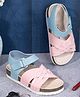 Briskers Synthetic Self Design Velcro Sandals - Pink & Sky Blue