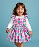 Doodle Poodle Interlock Knit Printed Frock With Full Sleeves Inner Tee With Butterfly Print - White