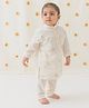 Tiber Taber Cotton Full Sleeves Floral Embroidered Kurta Pyjama Set - Cream