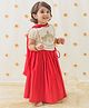 Tiber Taber Cotton Short Sleeves Embroidered Lehenga Set - Red