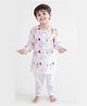 Tiber Taber Cotton Full Sleeves Ganesh Print Kurta Pyjama Set - White