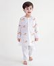 Tiber Taber Cotton Full Sleeves Hanuman Print Kurta Pyjama Set - White