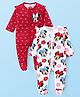 Babyhug Disney Single Jersey Full Sleeves Sleep Suit With Minnie Mouse Print Pack of 2 - Red & White