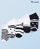 Honeyhap Premium Cotton Knit Bomboo Blend with Bio Finish Ankle Length Socks with Text Design Pack of 5 - White & Black
