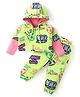 Babyhug Cotton Knit Full Sleeves Hooded T-Shirt & Lounge Pants Co-Ord Set With Football & Text Print - Limegreen & Pink