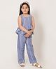 CLOTH BITES Cotton Sleeveless Striped Top With Coordinating Pant - Blue