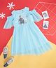 Pantaloons Junior Disney Featuring Cold Shoulder Elsa & Anna Printed Dress - Blue