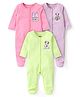 Babyhug Disney  Interlock Knit Full Sleeves Front Open Sleep Suit with Minnie Mouse Graphics Pack of 3 -Pink Purple & Neon Green