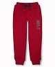 GINI & JONY Cotton Woven Full Length Lounge Pant with Logo Print - Red
