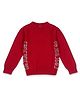 GINI & JONY Woven Full Sleeves Pullover Sweater With Solid Colour & Text Design - Red