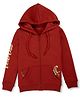 GINI & JONY Cotton Knit Full Sleeves Front Open Hooded Sweatjacket with Jaguar & Text Foil Print - Orange