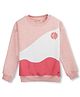 GINI & JONY Cotton Woven Full Sleeves Sweatshirt With Colour Block Design & Text Print - Pink