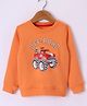 Bodycare Fleece Knitted Full Sleeves Sweatshirt With Vehicle Print - Orange