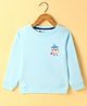 Bodycare Fleece Knit Full Sleeves Sweatshirt With Text & Bear Print - Aqua