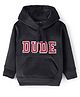 Bodycare Fleece Knit Full Sleeves Hooded Sweatshirt with Text Patch & Kangaroo Pocket- Black