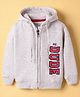 Bodycare Fleece Knit Full Sleeves Hooded Sweatjacket with Text Print - Grey