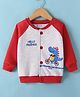 Bodycare Fleece Knit Full Raglan Sleeves Sweat Jacket With Text & Dyno Print - Red