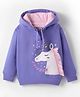 Bodycare Fleece Knit Full Sleeves Hooded Sweatshirt With Unicorn Print - Purple
