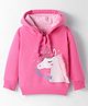 Bodycare Fleece Knit Full Sleeves Hooded Sweatshirt With Unicorn Print - Dark Pink