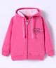 Bodycare Fleece Knit Full Sleeves Hooded Sweatjacket with Text Embellishment - Dark Pink
