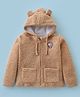 Bodycare Fur Knitted Full Sleeves Winter Hooded Jacket with Unicorn Patch - Tan