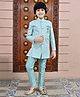 BT DEZINES Full Sleeves Floral Motif Printed Sherwani with Pyjama Set - Sky Blue