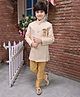 BT DEZINES Full Sleeves Floral Motif Printed Sherwani with Pyjama Set - Tan Brown
