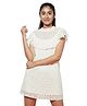 Spunkies Cotton Sleeveless Lace Embellished Dress - White