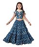 Cutiediva Sleeveless Floral Printed Lehenga & Choli  With Dupatta - Blue