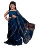 Cutiediva Sleeveless Sequins & Lace Embellished Ready to Wear Saree With Blouse - Teal