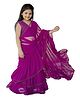 Cutiediva Sleeveless  Sequins & Lace Embellished Ready to Wear Saree With Blouse - Pink