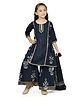 Teentaare Cotton Three Fourth Sleeves Kurta & Gharara Set with Dupatta Floral Print  - Navy Blue