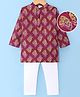 Teentaare Cotton Full Sleeves Kurta Pyjama Set Floral Print - Red