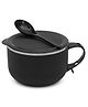 Jaypee Plus Stainless Steel Ribtok Meal Bowl Soup Bowl with Lid & Spoon for Every Day - Black