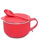 Jaypee Plus Stainless Steel Ribtok Meal Bowl Soup Bowl with Lid & Spoon for Every Day - Red