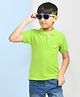Hrit Cotton Half Sleeves Embroidered Polo Tee - Green