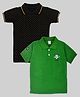 Kiwi Cotton Pack of 2 Half Sleeves Polka Dots Printed & Soccer Embroidered Polo Tees - Black & Green