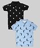 Kiwi Cotton Pack of 2 Half Sleeves Stars & Fish Printed Polo Tees - Black & Blue