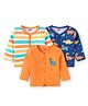 Babyhug 100% Cotton Antibacterial Front Open jhabla With Dino Print Pack of 3 - Blue & Orange