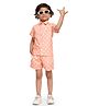 FUNNY BONES Linen Blended Half Sleeves Floral Printed Coordinating Set - Orange