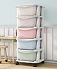 Polka Tots Multi-Purpose Kids Storage Rainbow Organiser 5 Level Drawer Rack With Wheels | Easy Installation | Storage For Books, Toys, Clothes - Pastel Stack