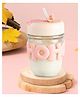 Paper Moon Glass Travel Coffee Mug Tumbler with Straw and Silicone Sleeve, 350ml Portable Drinking Cup Sipper, 1pc - Color May Vary