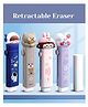 Paper Moon 2pcs Retractable Eraser Set with Cutter Style Eraser Holder, Press Mechanical Rubbers for Kids School Stationery, 1 Pack - Design May Vary