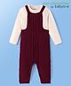 Babyoye  100% Cotton Knit Full Sleeves Solid Colour T-Shirt & Romper with Cable Knit Design - Wine