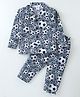 Ollypop Sinker Knit  Full Sleeves Night Suit Football Print - Grey