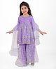 Babyhug Woven Three Fourth Sleeves Sequinned Kurta Gharara Set with Net Dupatta-Lavender